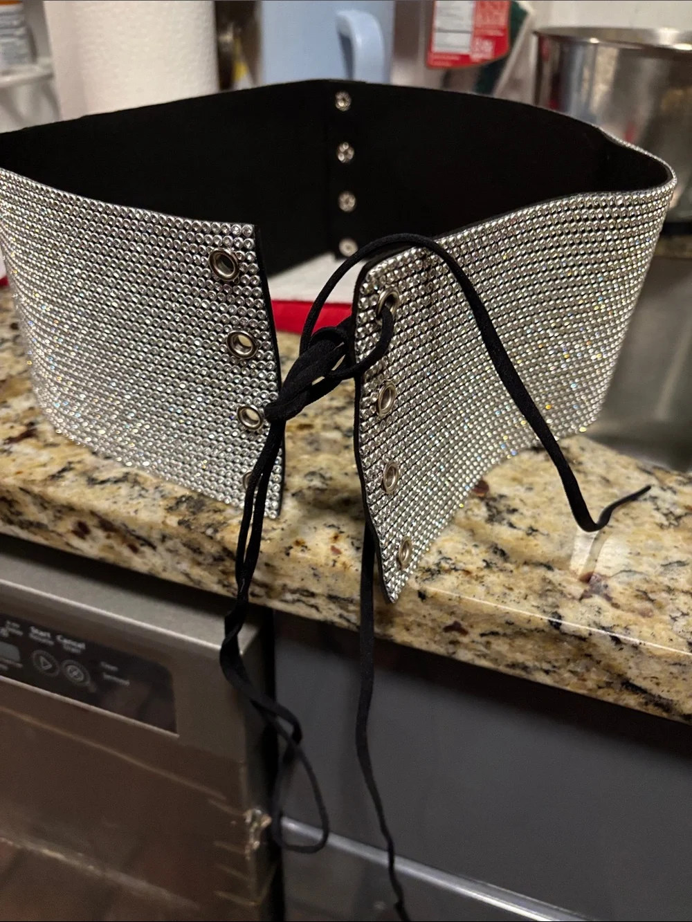 Men's Silver Crystal Mesh Belt - Unbranded Fashion Accessory